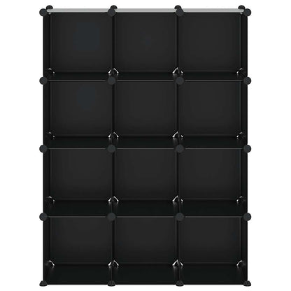Organizzatore Portaoggetti con 12 Cubi Nero in PP