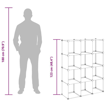 Organizzatore Portaoggetti con 12 Cubi Nero in PP