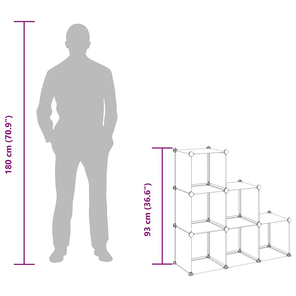 Organizzatore Portaoggetti con 6 Cubi Nero in PP