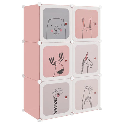 Scaffale Portaoggetti per Bambini con 6 Cubi Rosa in PP - homemem39