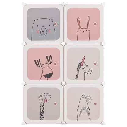 Scaffale Portaoggetti per Bambini con 6 Cubi Rosa in PP - homemem39