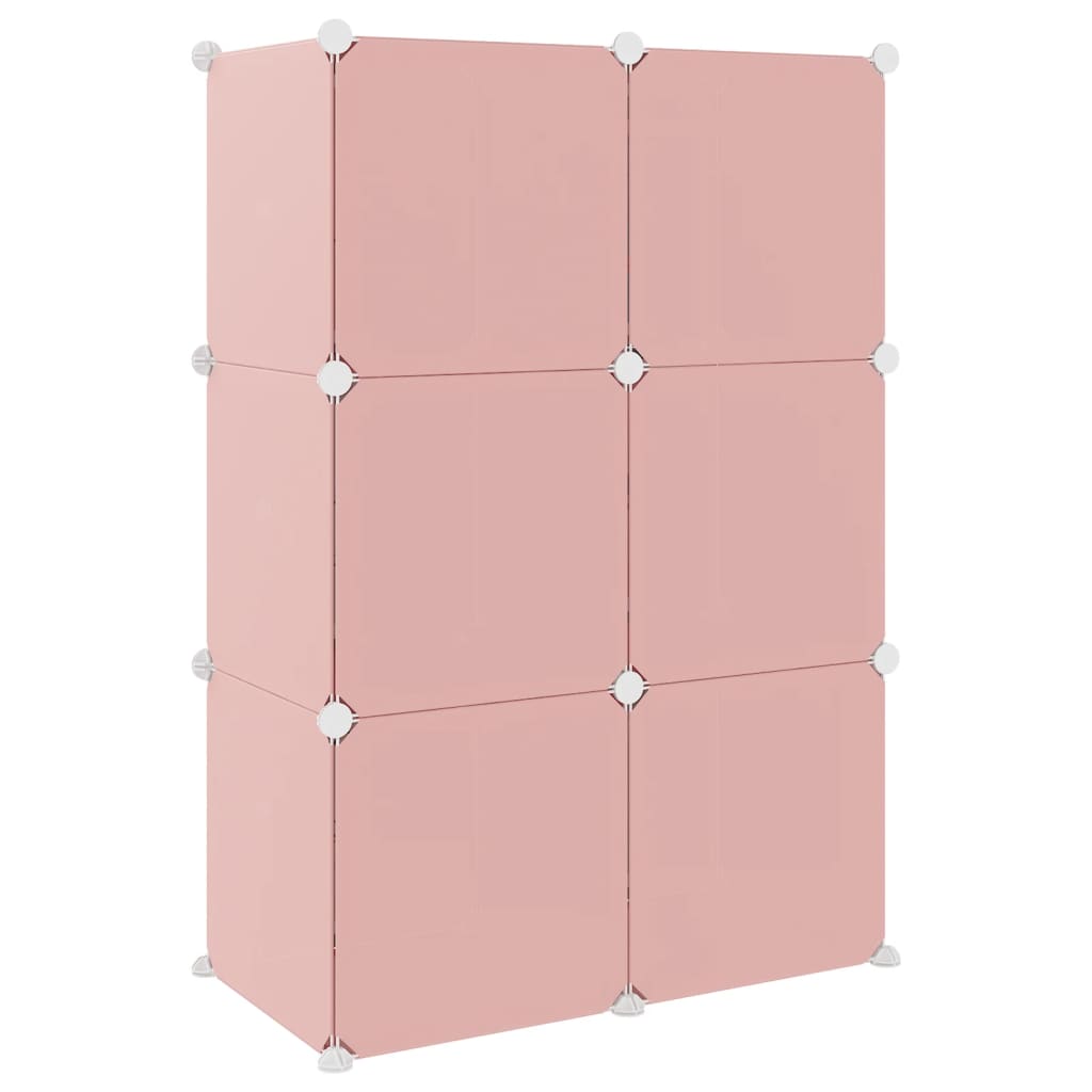 Scaffale Portaoggetti per Bambini con 6 Cubi Rosa in PP - homemem39