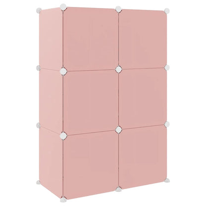 Scaffale Portaoggetti per Bambini con 6 Cubi Rosa in PP - homemem39