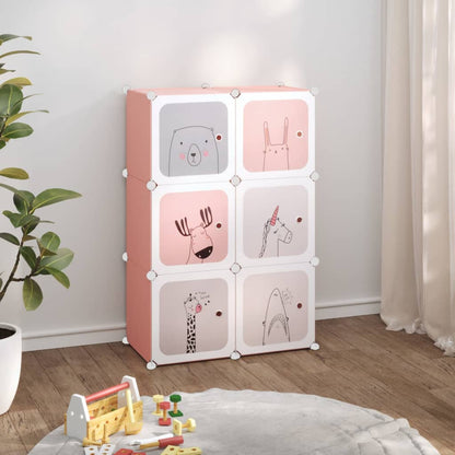 Scaffale Portaoggetti per Bambini con 6 Cubi Rosa in PP - homemem39