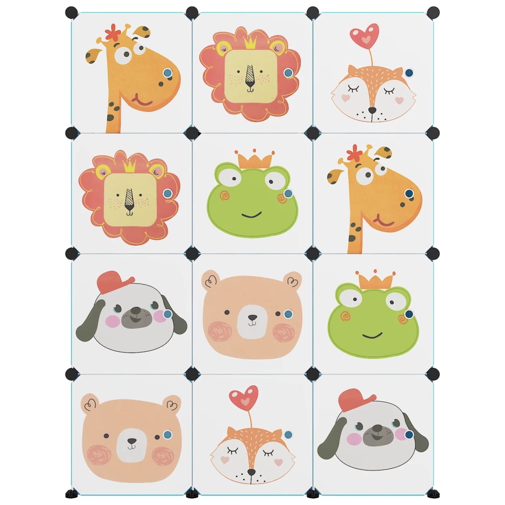 Scaffale Portaoggetti per Bambini con 12 Cubi Blu in PP - homemem39