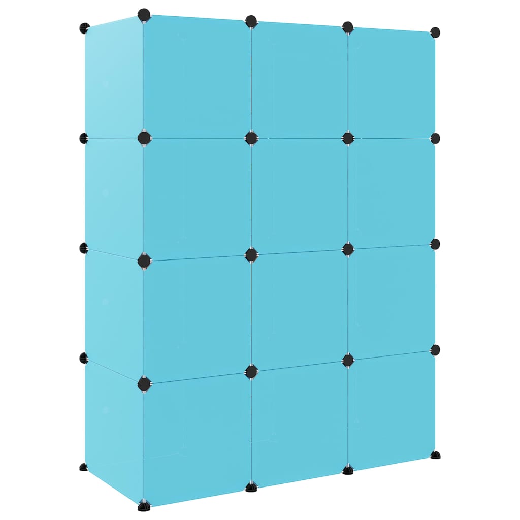 Scaffale Portaoggetti per Bambini con 12 Cubi Blu in PP - homemem39