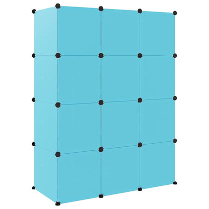 Scaffale Portaoggetti per Bambini con 12 Cubi Blu in PP - homemem39