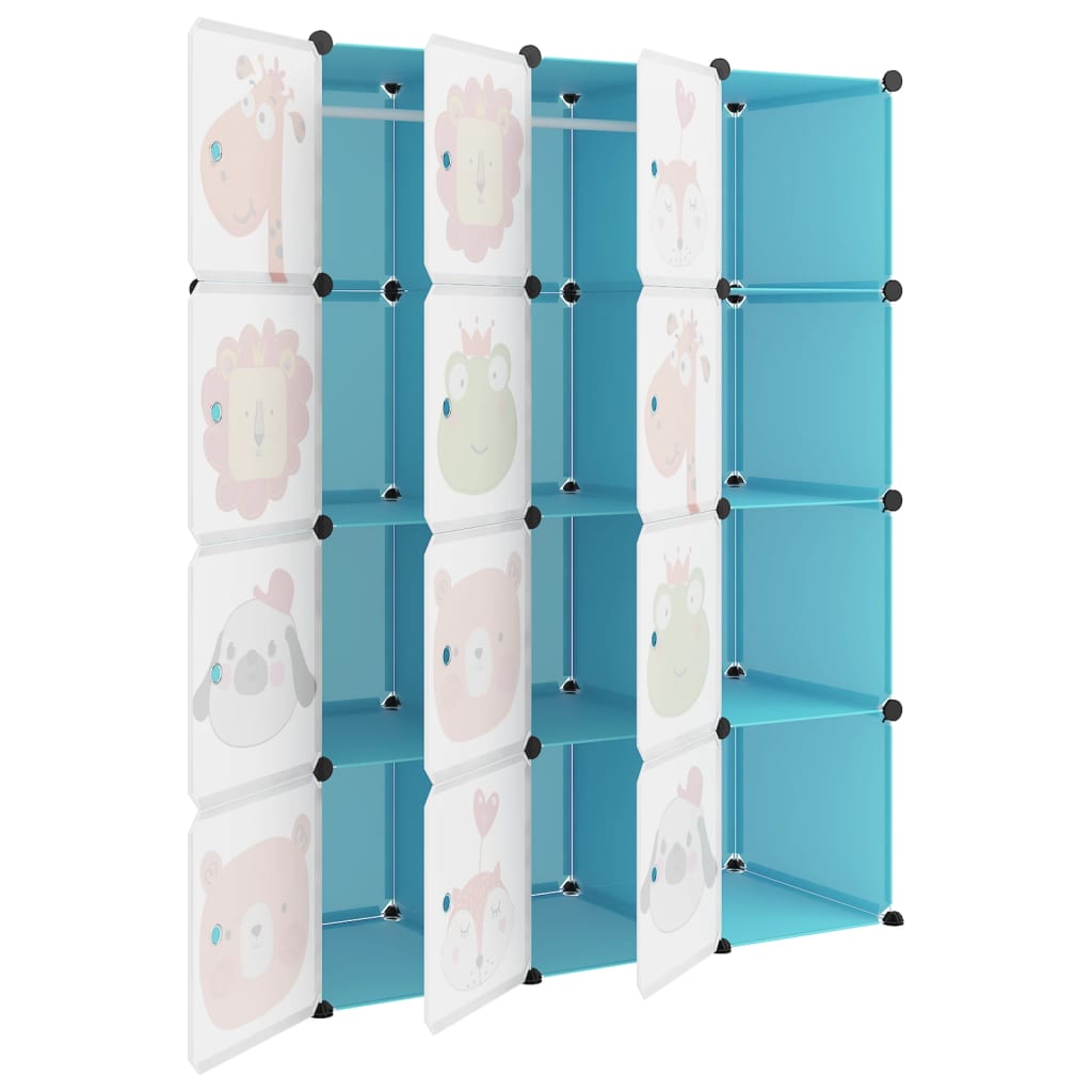 Scaffale Portaoggetti per Bambini con 12 Cubi Blu in PP - homemem39