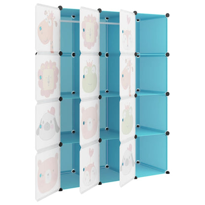 Scaffale Portaoggetti per Bambini con 12 Cubi Blu in PP - homemem39