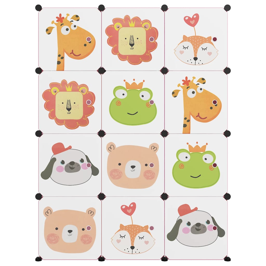 Scaffale Portaoggetti per Bambini con 12 Cubi Rosa in PP - homemem39