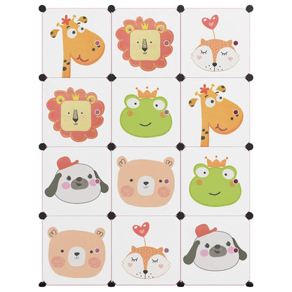 Scaffale Portaoggetti per Bambini con 12 Cubi Rosa in PP - homemem39