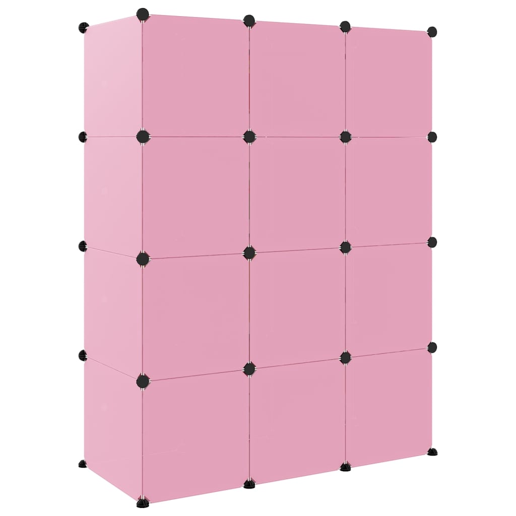 Scaffale Portaoggetti per Bambini con 12 Cubi Rosa in PP - homemem39