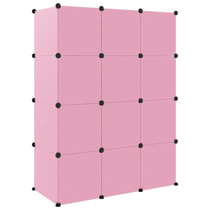 Scaffale Portaoggetti per Bambini con 12 Cubi Rosa in PP - homemem39