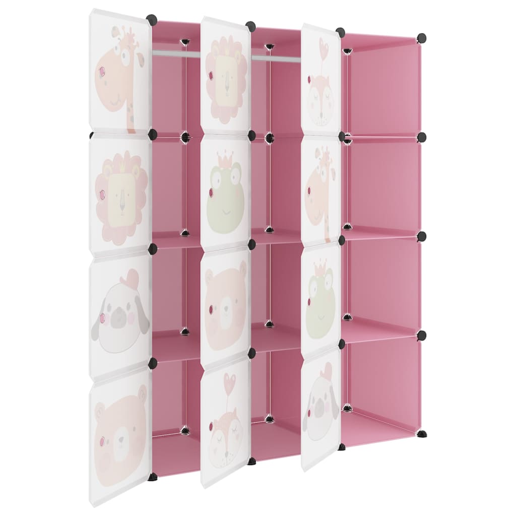 Scaffale Portaoggetti per Bambini con 12 Cubi Rosa in PP - homemem39