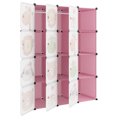 Scaffale Portaoggetti per Bambini con 12 Cubi Rosa in PP - homemem39