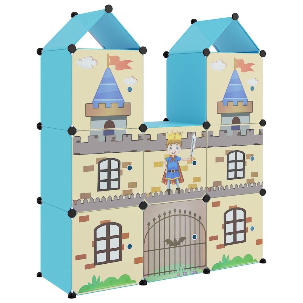 Scaffale Portaoggetti per Bambini con 8 Cubi Blu in PP - homemem39