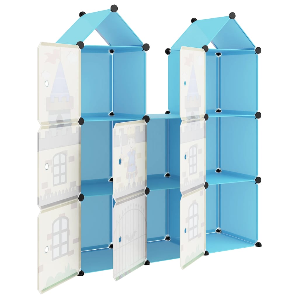 Scaffale Portaoggetti per Bambini con 8 Cubi Blu in PP - homemem39