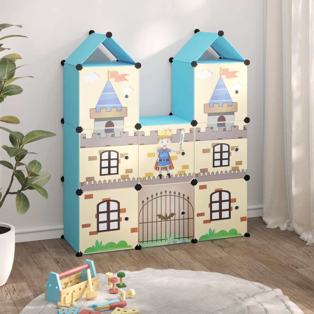 Scaffale Portaoggetti per Bambini con 8 Cubi Blu in PP - homemem39