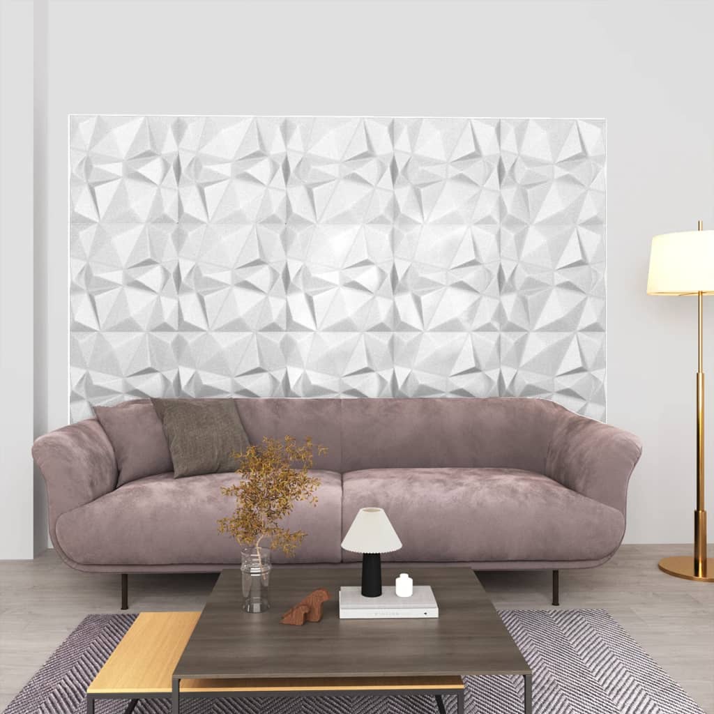 Pannelli Murali 3D 24 pz 50x50 cm Bianchi a Diamante 6 m² - homemem39