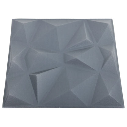 Pannelli Murali 3D 24 pz 50x50 cm Grigi a Diamante 6 m² - homemem39