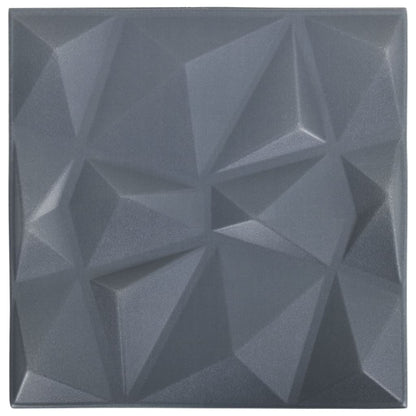 Pannelli Murali 3D 48 pz 50x50 cm Grigi a Diamante 12 m² - homemem39