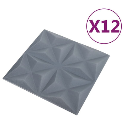 Pannelli Murali 3D 12 pz 50x50 cm Grigi Origami 3 m² - homemem39