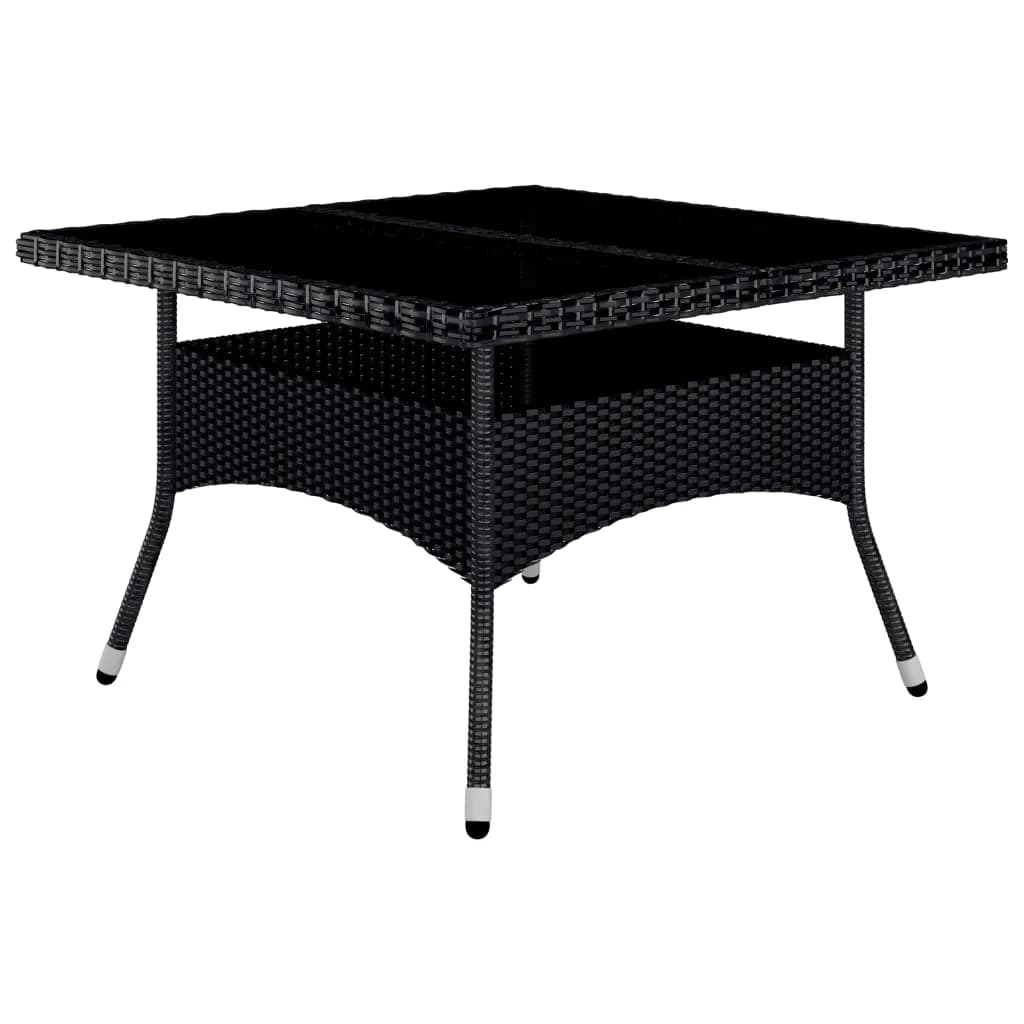 Set Pranzo da Giardino 9pz in Polyrattan e Vetro Temperato Nero - homemem39