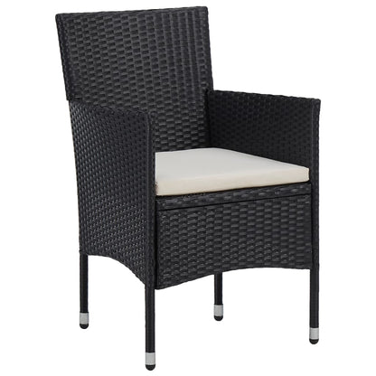 Set Bistrot da Giardino 3 pz Polyrattan e Legno Massello Nero - homemem39