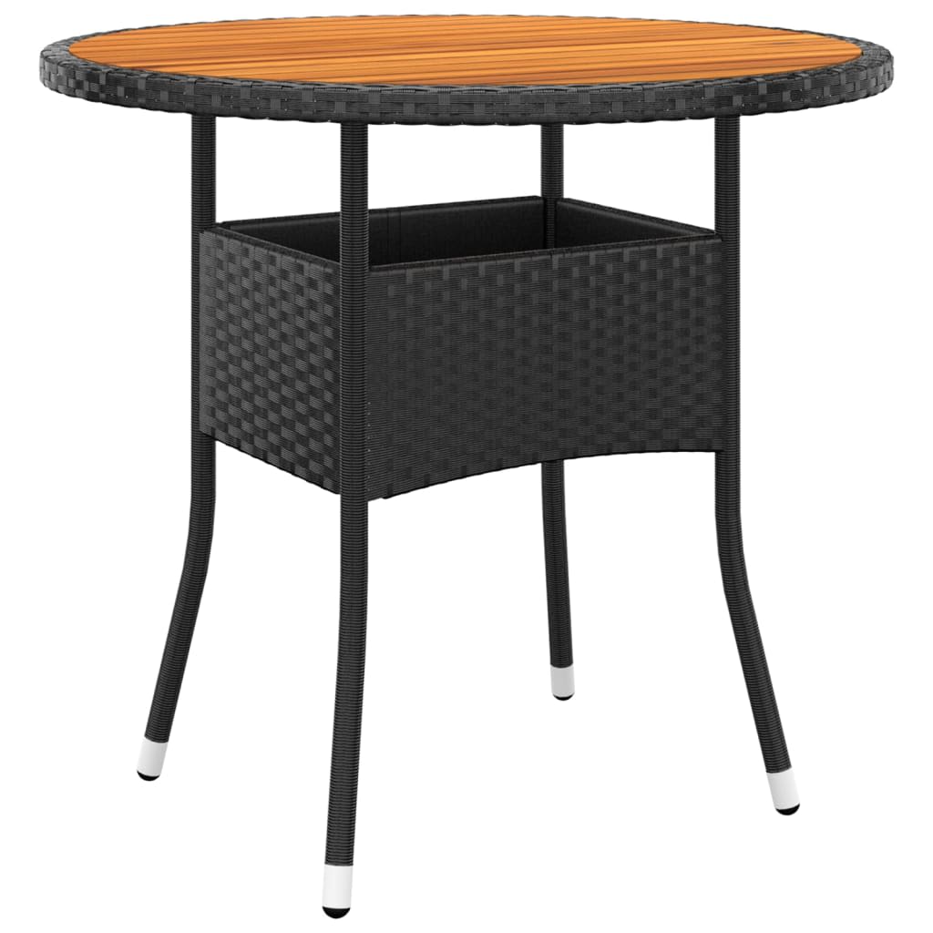 Set Bistrot da Giardino 3 pz Polyrattan e Legno Massello Nero - homemem39
