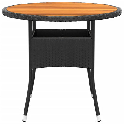 Set Bistrot da Giardino 3 pz Polyrattan e Legno Massello Nero - homemem39