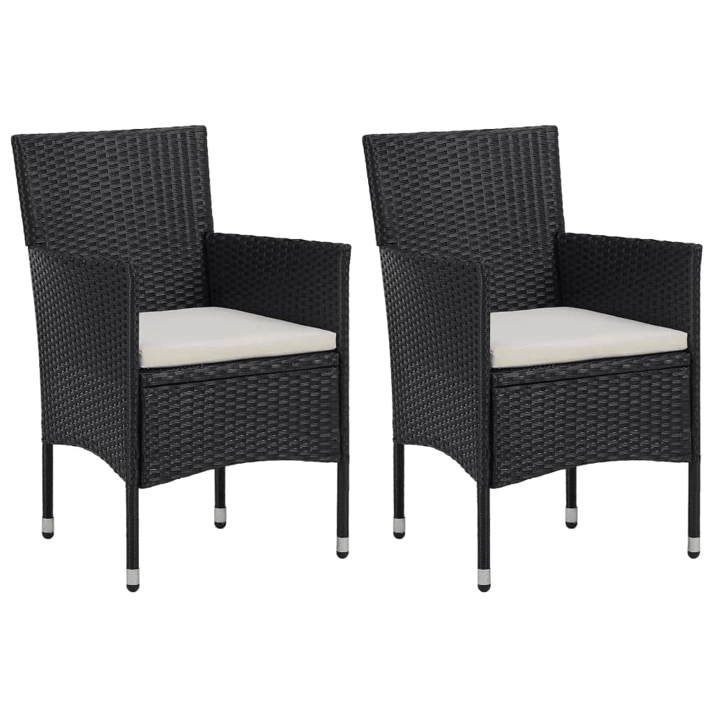 Set Pranzo da Giardino 3pz in Polyrattan e Vetro Temperato Nero - homemem39