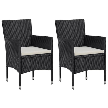 Set Pranzo da Giardino 3pz in Polyrattan e Vetro Temperato Nero - homemem39