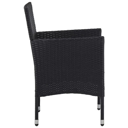Set Pranzo da Giardino 3pz in Polyrattan e Vetro Temperato Nero - homemem39