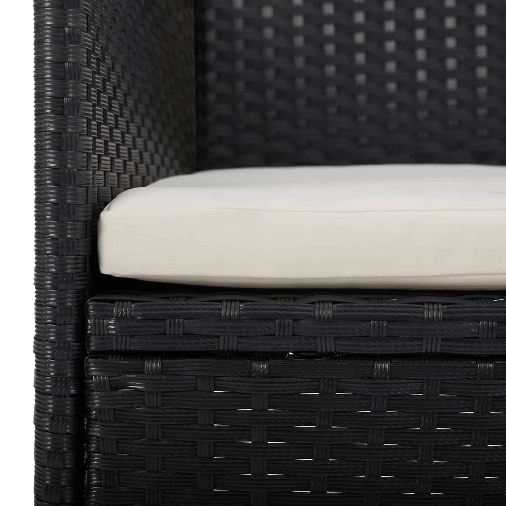 Set Pranzo da Giardino 3pz in Polyrattan e Vetro Temperato Nero - homemem39