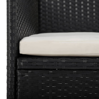 Set Pranzo da Giardino 3pz in Polyrattan e Vetro Temperato Nero - homemem39