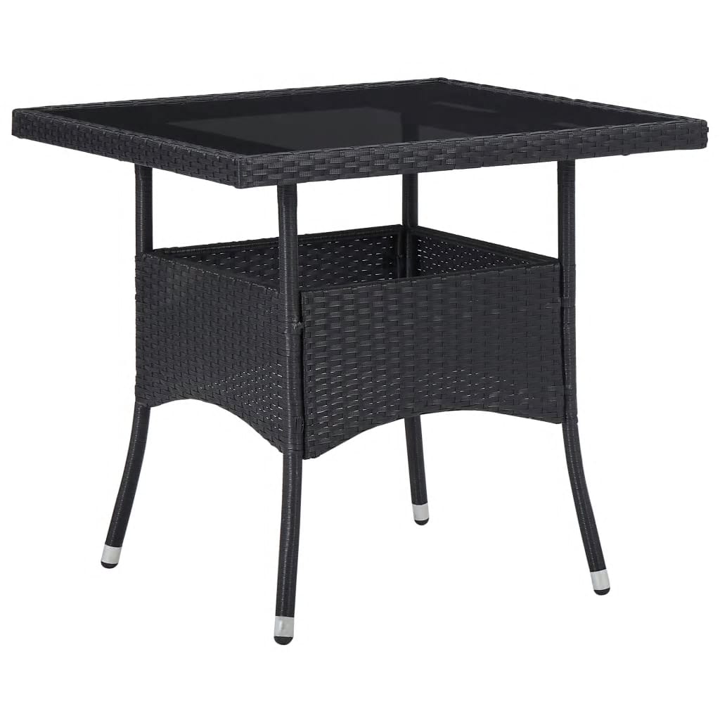 Set Pranzo da Giardino 3pz in Polyrattan e Vetro Temperato Nero - homemem39