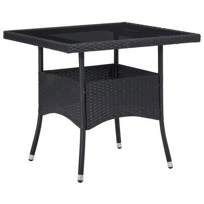 Set Pranzo da Giardino 3pz in Polyrattan e Vetro Temperato Nero - homemem39
