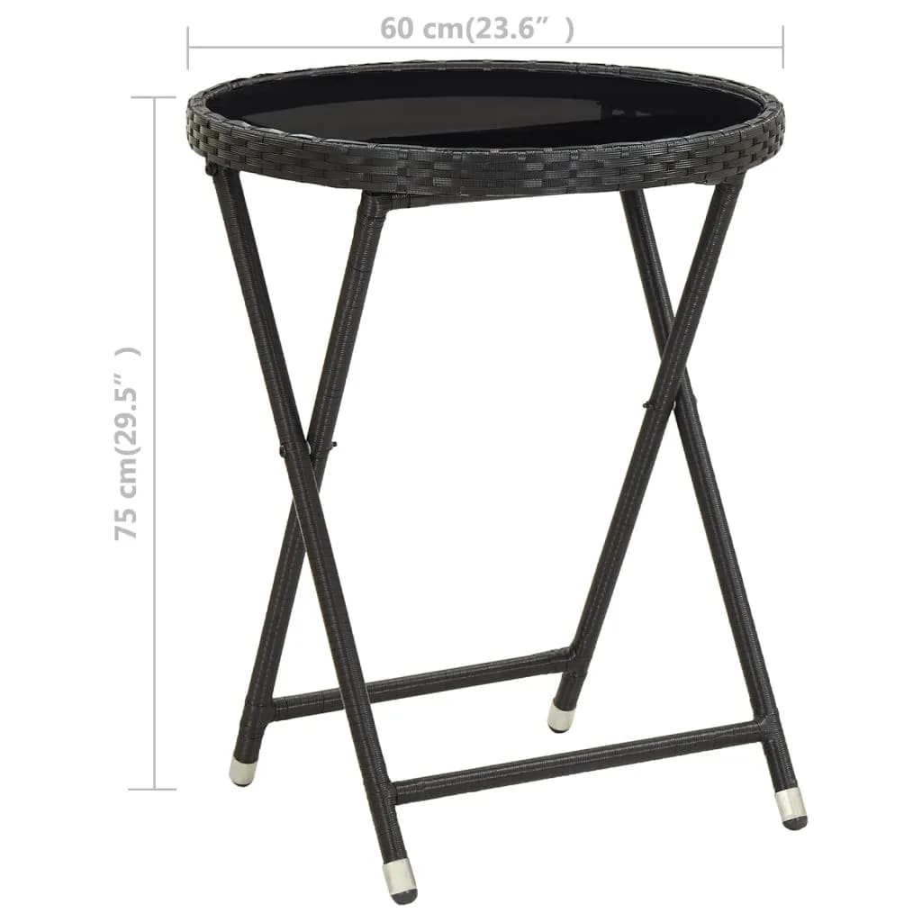 Set da Bistrot per Giardino 3 pz in Polyrattan e Vetro Nero - homemem39
