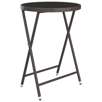 Set Bistrot Giardino 3 pz Polyrattan e Vetro Temperato Marrone - homemem39