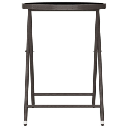 Set Bistrot Giardino 3 pz Polyrattan e Vetro Temperato Marrone - homemem39