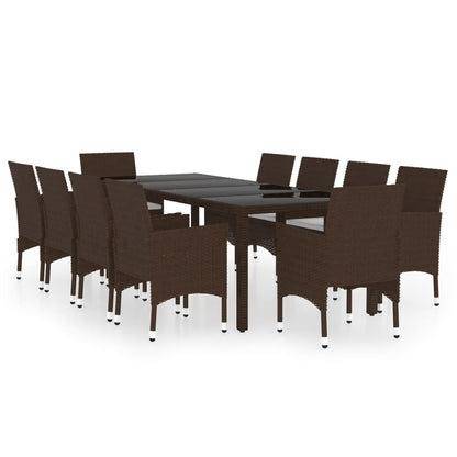 Set da Pranzo da Giardino 11 pz in Polyrattan Marrone - homemem39