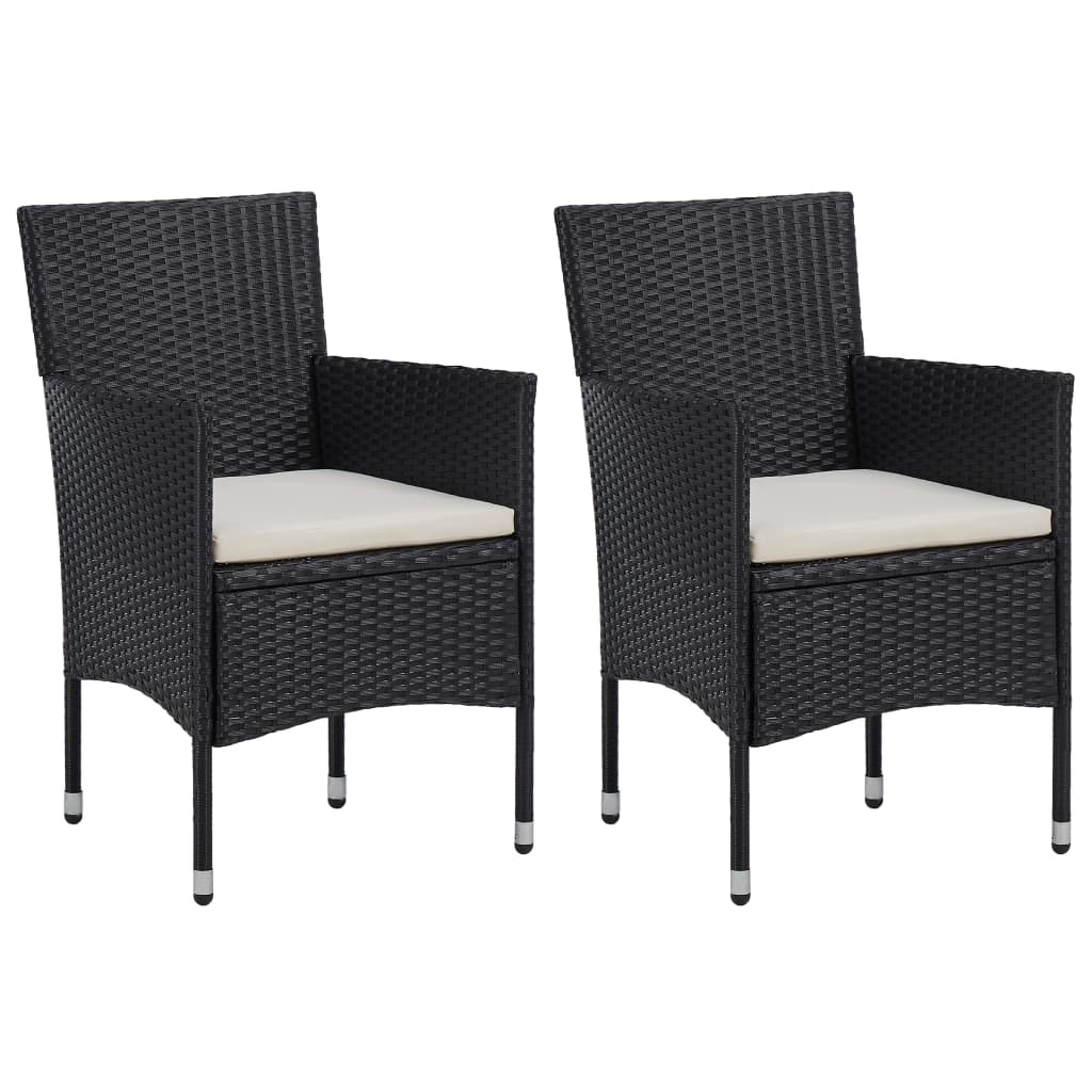 Set Pranzo da Giardino 3pz in Polyrattan e Vetro Temperato Nero - homemem39