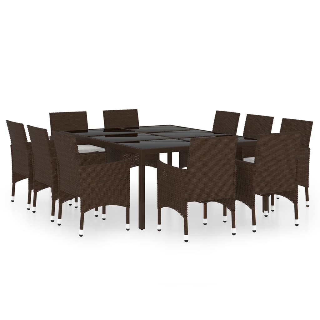 Set da Pranzo da Giardino 11 pz in Polyrattan Marrone - homemem39