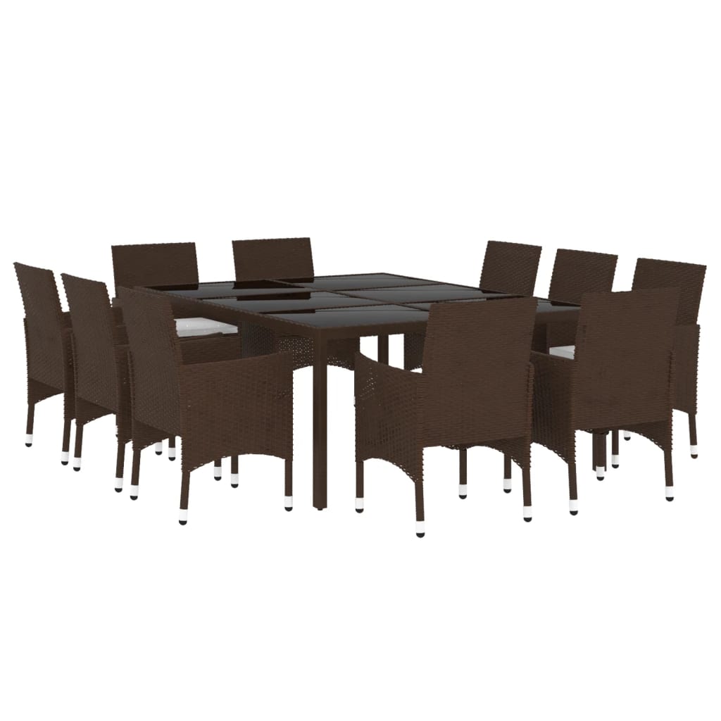 Set da Pranzo da Giardino 11 pz in Polyrattan Marrone - homemem39