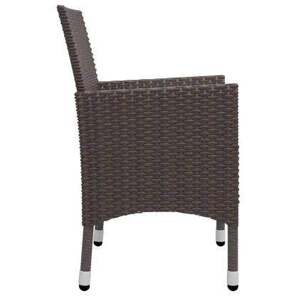 Set Bistrot Giardino 3 pz Polyrattan e Vetro Temperato Marrone - homemem39