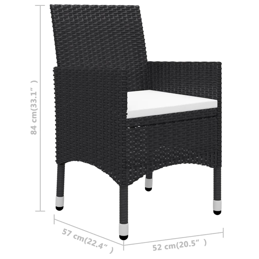 Set Bistrot da Giardino 3 pz Polyrattan e Legno Massello Nero - homemem39
