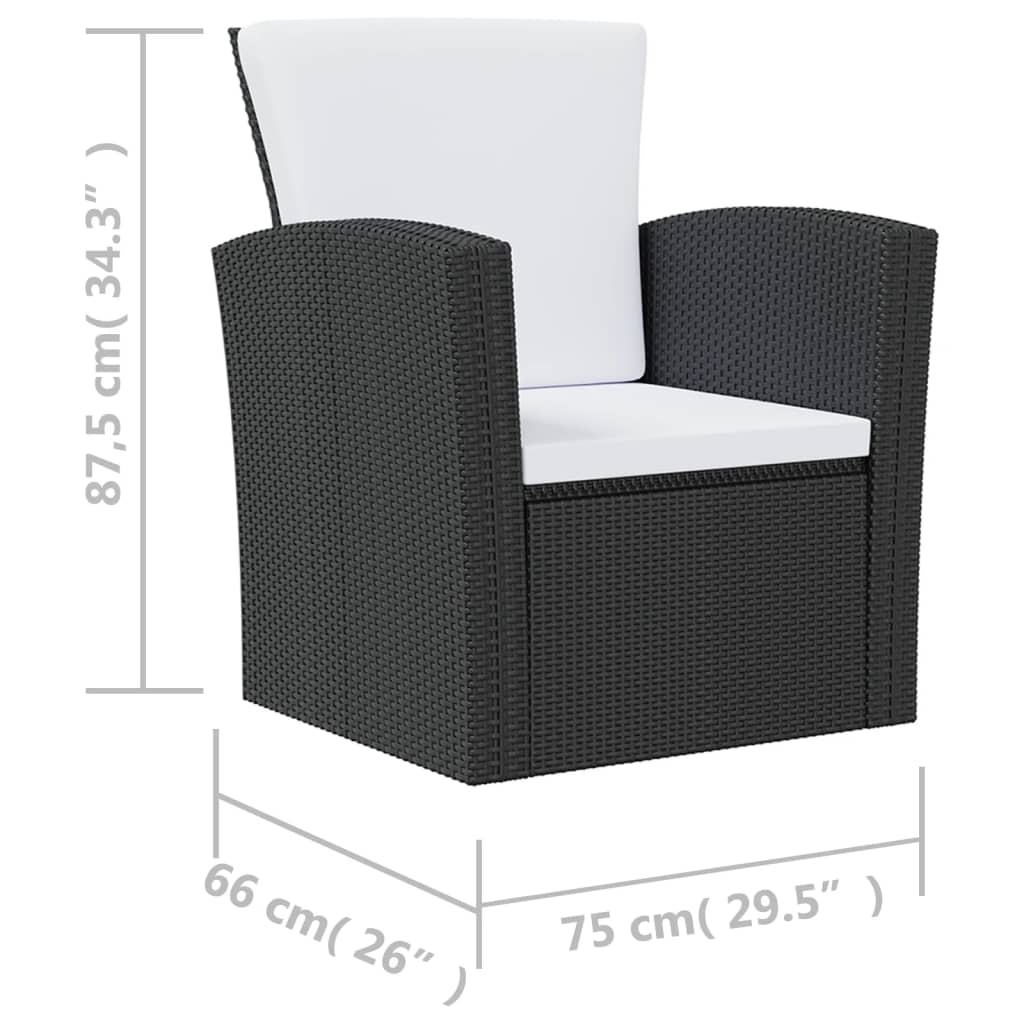Set Divani da Giardino 8 pz con Cuscini in Polyrattan Nero - homemem39