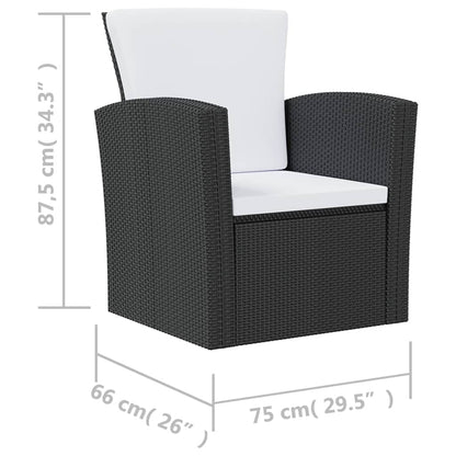 Set Divani da Giardino 8 pz con Cuscini in Polyrattan Nero - homemem39