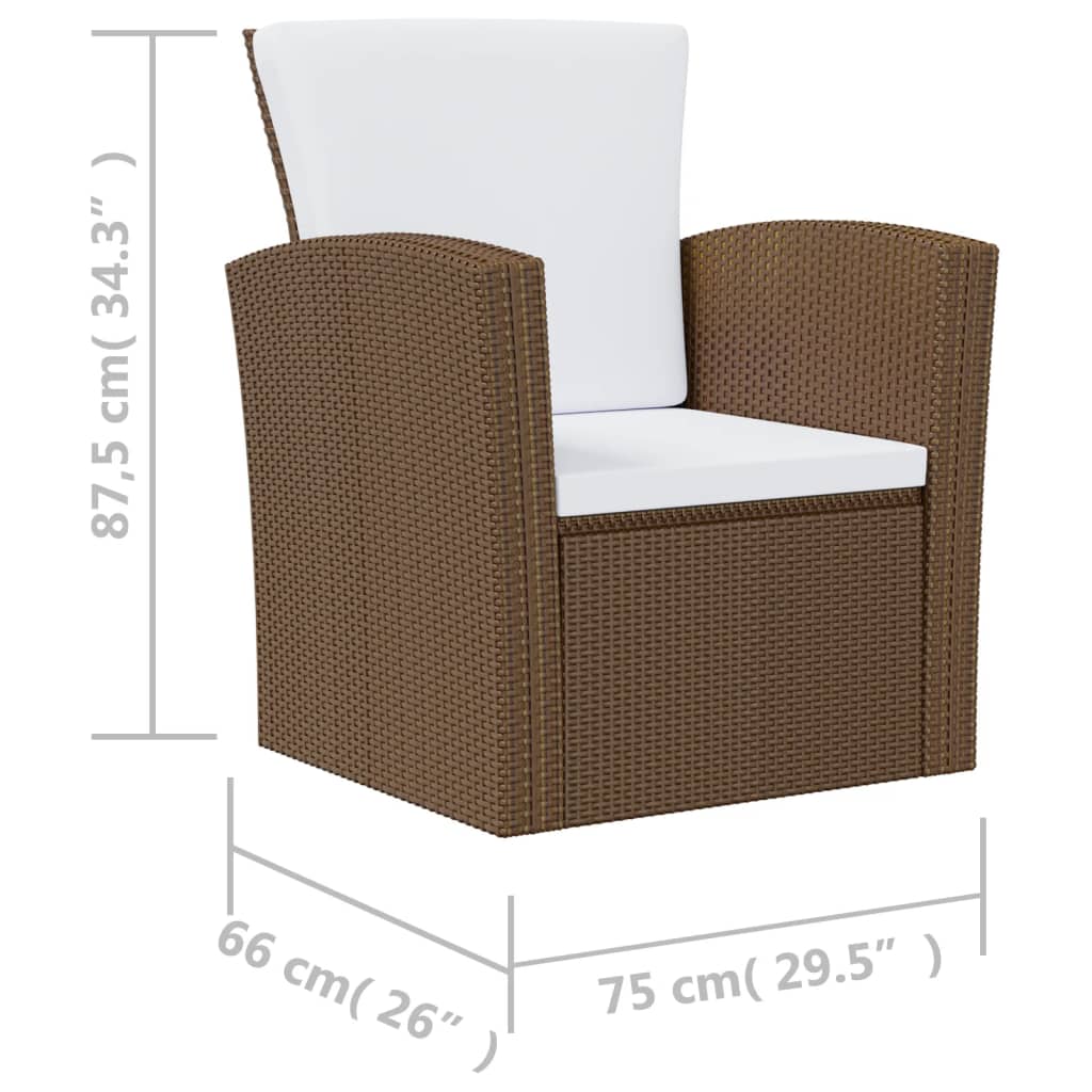 Set Divani da Giardino 16 pz con Cuscini in Polyrattan Marrone - homemem39