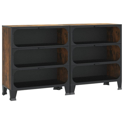 Armadietti 2 pz Marrone Rustico 72x36x82 cm Metallo e MDF | homemem39